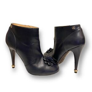 CHANEL Lambskin Short Boots 15A Size: 38